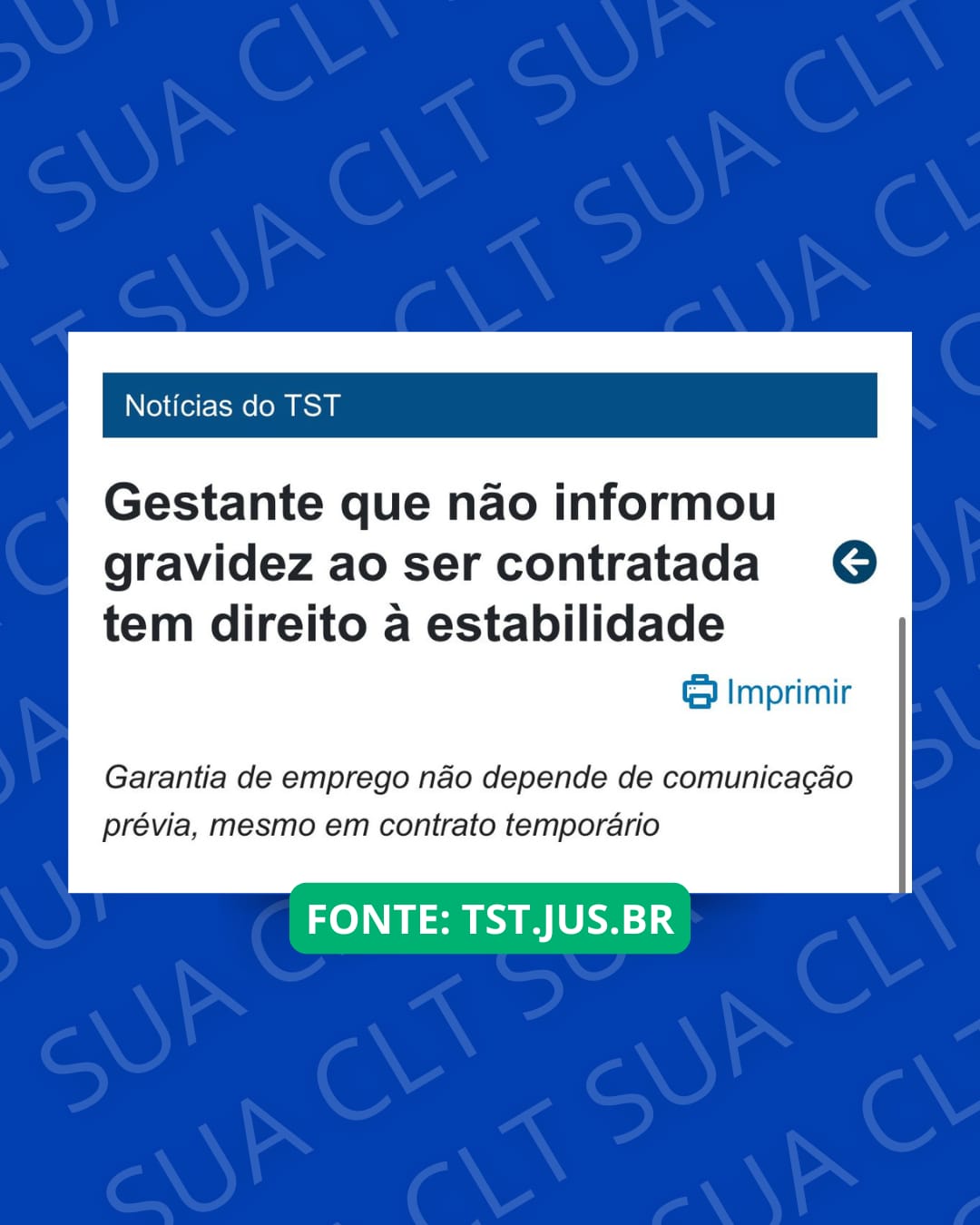 Gestante não informou a gravidez na contratação?